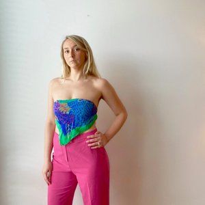 Vintage 90s Pink Stretch Wide Leg Pants